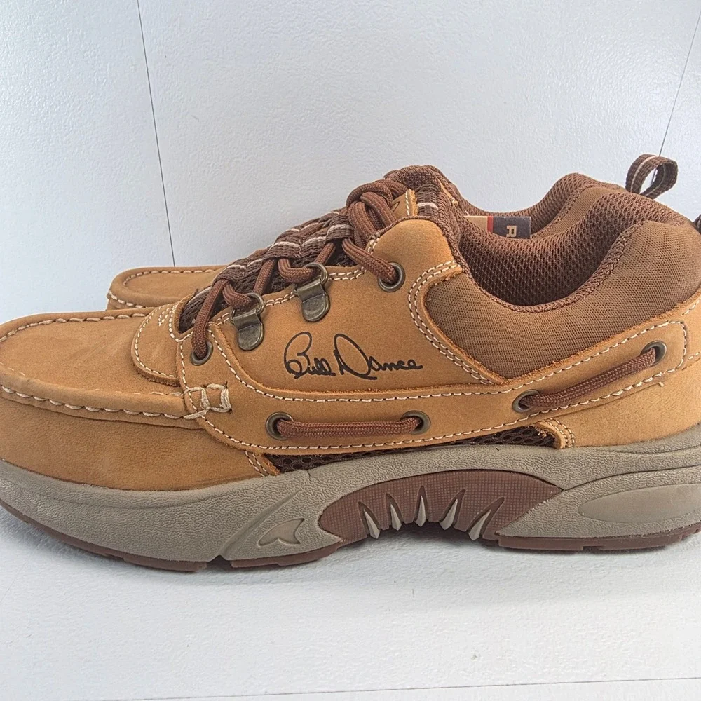 Rugged Shark Bill Dance Mens Tan Leather Mesh Boat Shoes Fishing Angler Sneakers